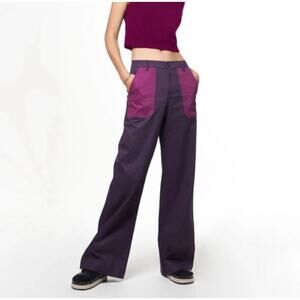 NWT The Kit Purple Tracee Wide Leg Pant Eggplant Cotton LycraTwill Womens Size 2
